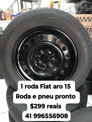 Roda Fiat aro 15 com pneu . Estepe pronto furação 4x98 original Fiat. Aceito cartão