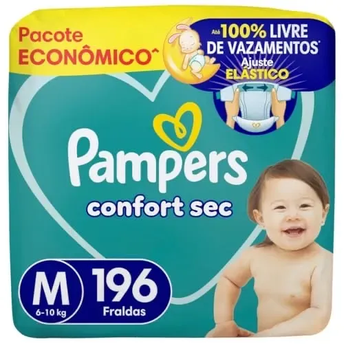 Fralda Pampers Confort Sec M 196 Unidades