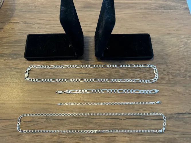 Kit correntes e pulseiras de prata 