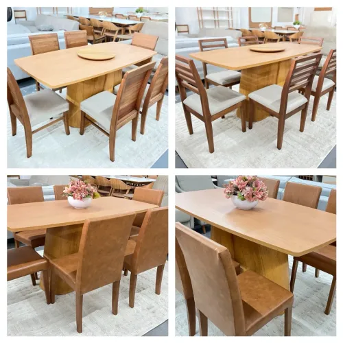Mesa de Jantar Elegante com Cadeiras de madeira maciça