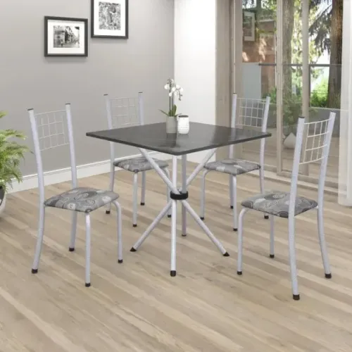 Mesa de Cozinha Dany 70x70 Tmp Pedra 4Cds Branco Soma - Entrega Rápida!