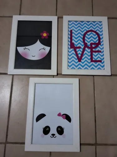 Kit com 3 quadros decorativos para quarto infantil