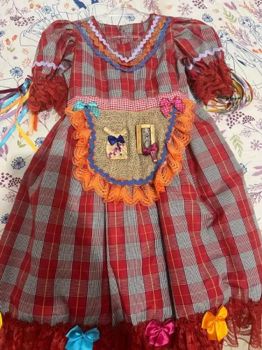 Vestido Infantil Junino Xadrez