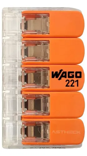 kit com 20 unid Conector Emenda Wago 5 Vias 4mm