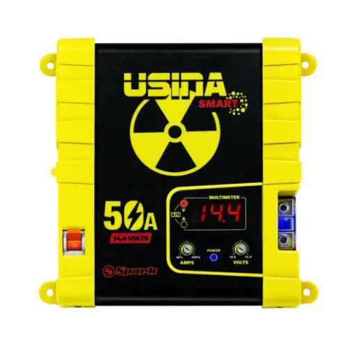 Fonte Usina 50A 12v Carregador automotivo com voltimetro e amperimetro 1 ano de garantia