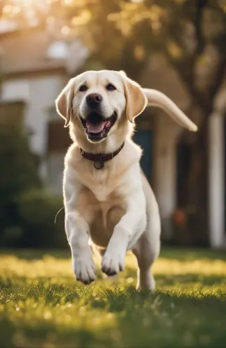 Labrador filhote brincalhão e corredor