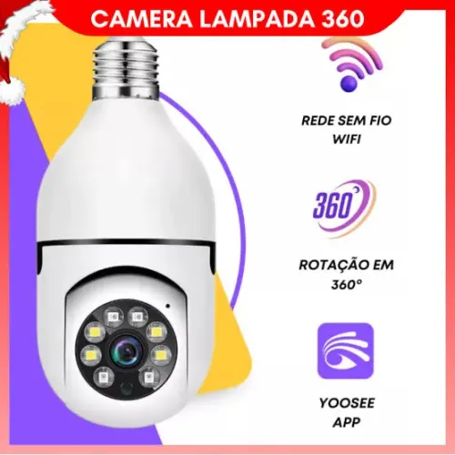 Câmera Lâmpada 360° - Segurança e Visão Total!