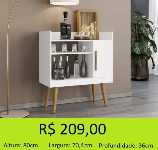 Aparador com pés de madeira maciça - Funcional e com parcelamento em até 10x sem juros
