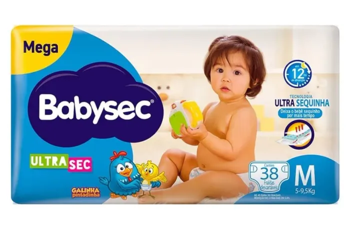Fralda Babysec Ultrasec Galinha Pintadinha Azul M com 38 unidades