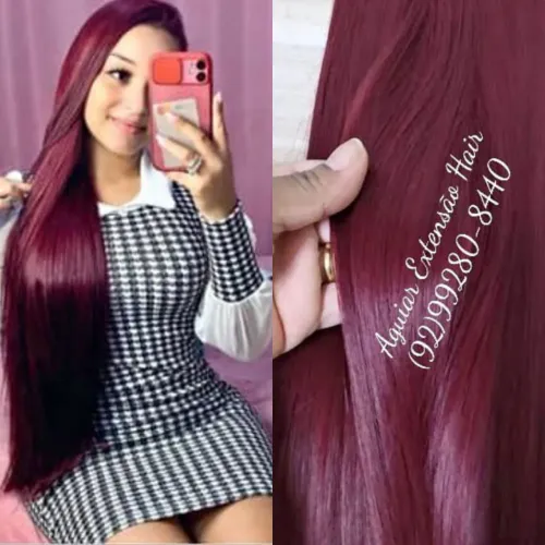 Extensão de Cabelo Bordô - Aguiar Extensão Hair