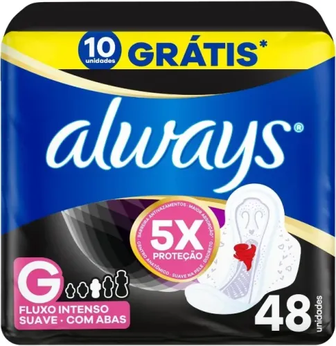 Absorvente Noturno Always Noites Tranquilas Suave com Abas Leve 48 unidades Suave G