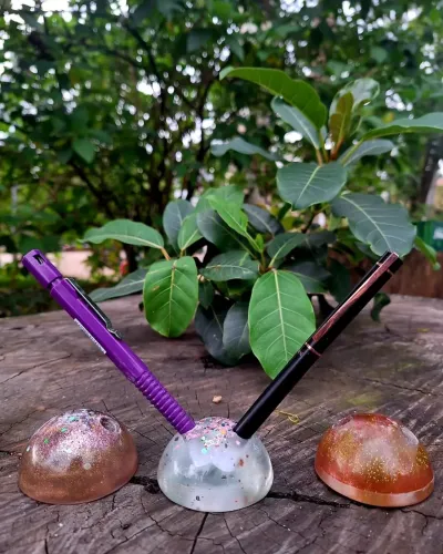 3 Porta-Canetas Artesanal em Resina Epóxi