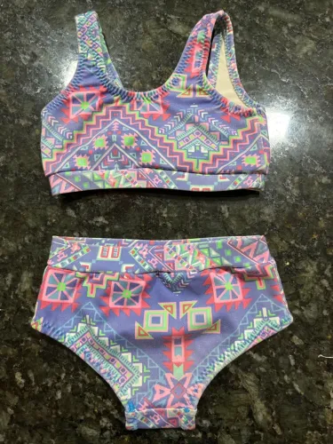 Conjunto biquíni infantil estampado - tamanho 2 a 3