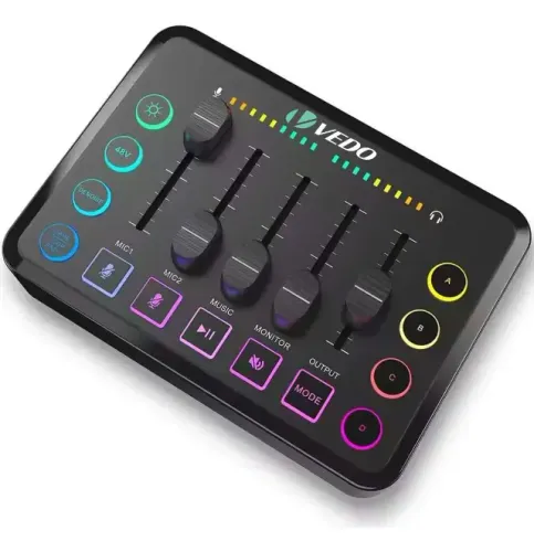 Mixer Rgb Áudio Jogos Com Xlr 48v+ Para Podcasting/gravação