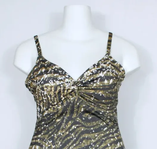 Vestido midi preto e marrom Lança Perfume - Ref. 3251