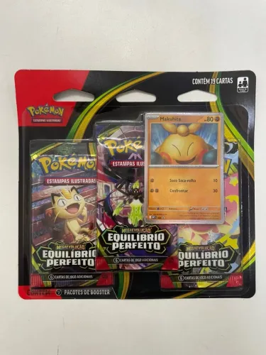 Pokémon TCG, Blister Triplo Pokémon Makuhita ME03 Equilíbrio Perfeito