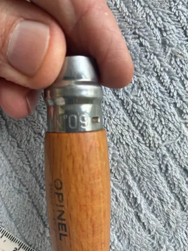 Faca OPINEL francesa modelo 09 cabo madeira de coleção antiga