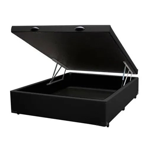Base Bau Casal 138x188x40 Corino Preto