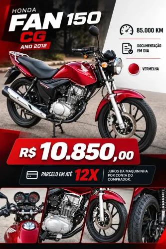 Honda CG 150 Fan 2012 Vermelha | Documentação em Dia