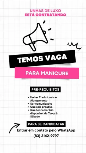 Vaga para manicure 