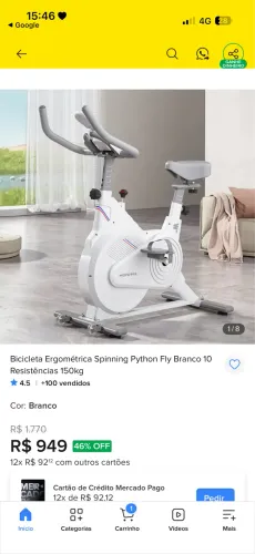 Bicicleta ergométrica semi nova