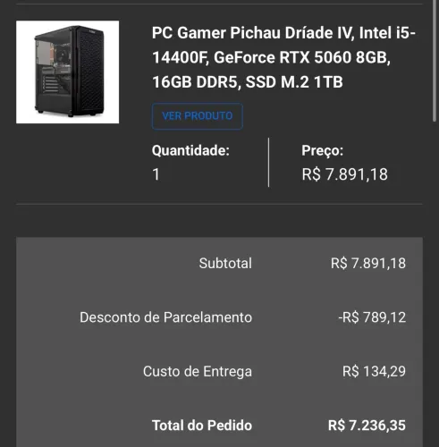PC GAMER, menos de 3 meses de uso, placa de video 5060