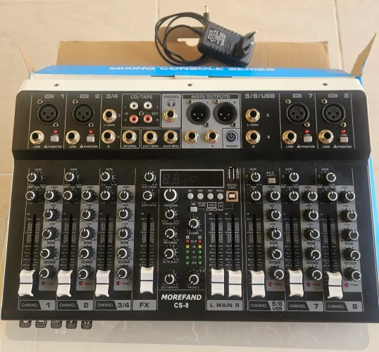 Mesa analógica 8 canais + kit de pedestais para microfone 