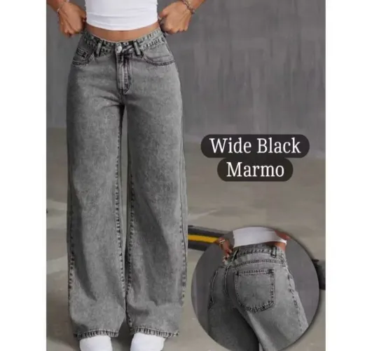 Calça Jeans feminina Wide Leg Pantalona boca larga - TAM 40