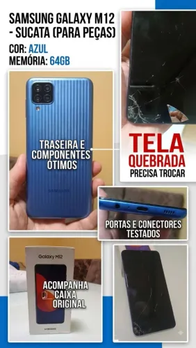 Galaxy M12 64GB Azul - Para conserto ou retirada de peças