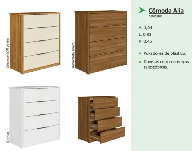 Cômoda 4 gavetas - Promoção