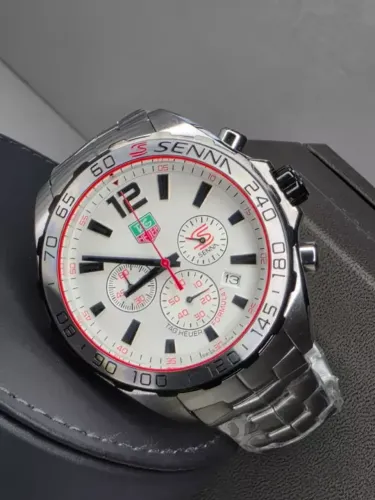 Relogio TAG Heuer F1 SENNA Fundo Branco 100% Funcional LINHAPREMIUM AAA