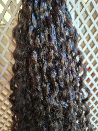 Cabelo humano cacho 2 castanho 65cm 100grs 