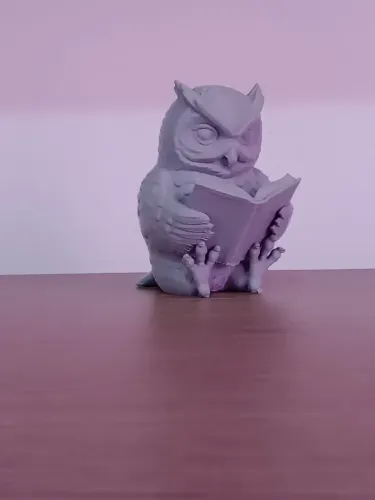 Estátua Pequena Decoração para Casa ou Escritório Estante de Livros Coruja na Cor Cinza