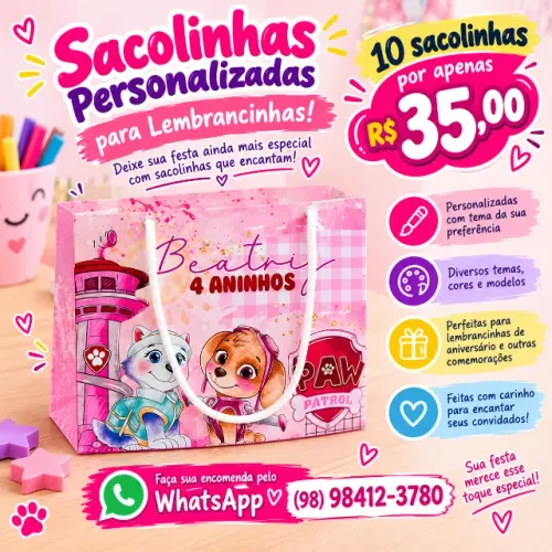 Sacolinhas Personalizadas Infantil para Lembrancinhas de Aniversário ?