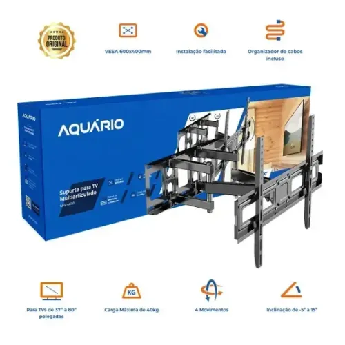 SUPORTE ARTICULADO DE 4 MOVIMENTOS PARA TVS LCD, LED,SMART TV 37" ATE 80"