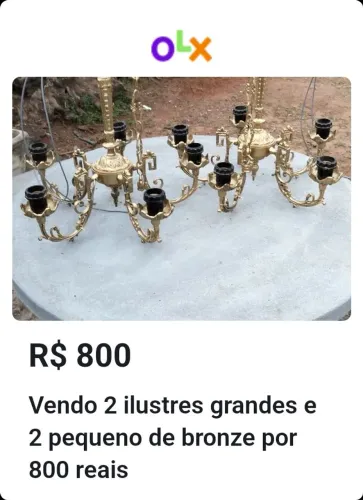 Vendo 2 ilustres grandes de bronze e 2 pequeno por 800,00 reais 
