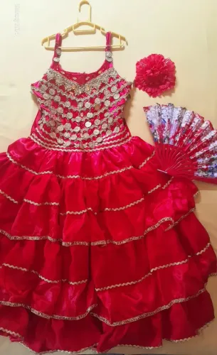 Vestido de dança cigana infantil veste de 6 a 10 anos