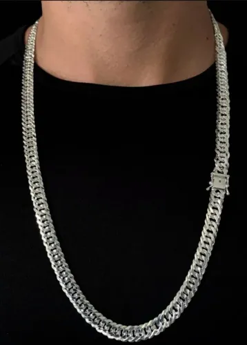 Corrente de prata maciça 925 Italiana (70cm e 8mm) (Elo Duplo e fecho gaveta)