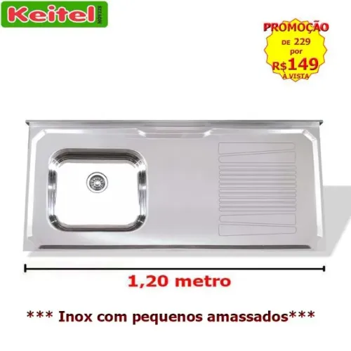 Pia Inox 1,20 de Largura Cuba Esquerda
