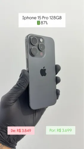 iPhone 15 Pro 128gb 87% sem marcas 