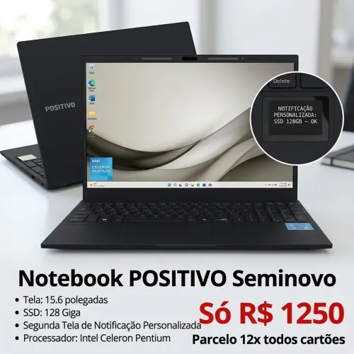 Notebook positivo vision. Top segunda tela de notificações Ssd