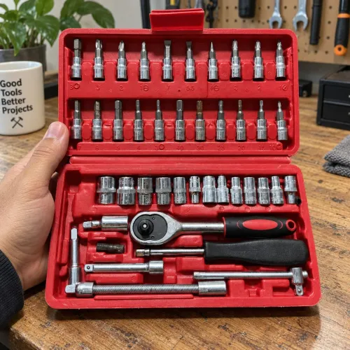 Kit de Ferramentas 46 Peças com Catraca e Maleta | Novo