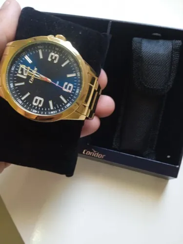 Relógio Condor dourado original à prova d'água