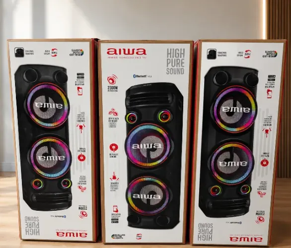 Caixa de Som Torre Aiwa AWS-T2W-02 2300W RMS Bluetooth Bivolt Nova Lacrada