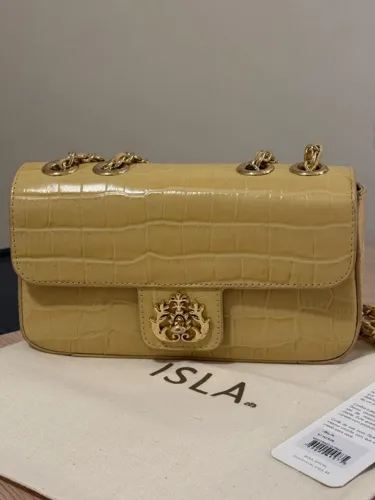 Bolsa Isla Anne Pequena Couro Maxi Croco Citrino
