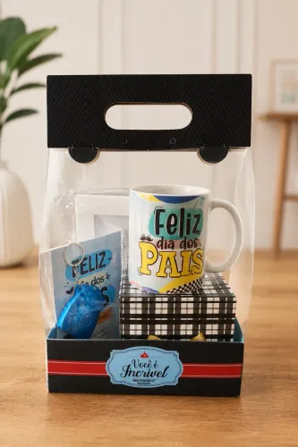 Kit Presente Dia dos Pais - Caneca + Quadro + Chaveiro com Foto