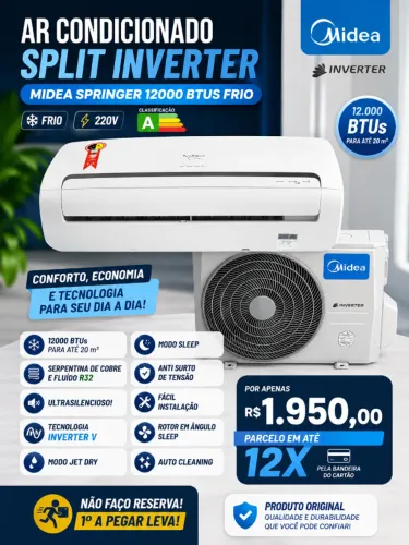 Ar Condicionado Midea Springer Split Inverter 12000 Btus Frio (A) Branco - 220V