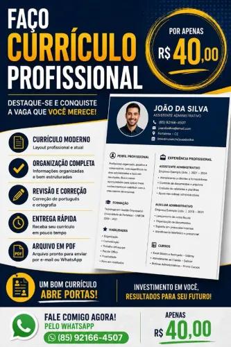 CURRÍCULO PROFISSIONAL ONLINE - APENAS R$ 40,00