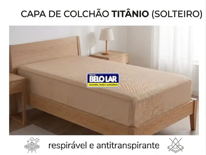 Capa em malha para colchão de solteiro na cor bege
