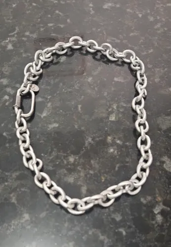 Corrente masculina de aço inoxidável prata com fecho mosquetão